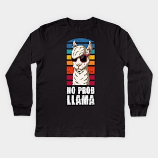 100 Days of School Shirt No Probllama Llama 100th day Kids Long Sleeve T-Shirt